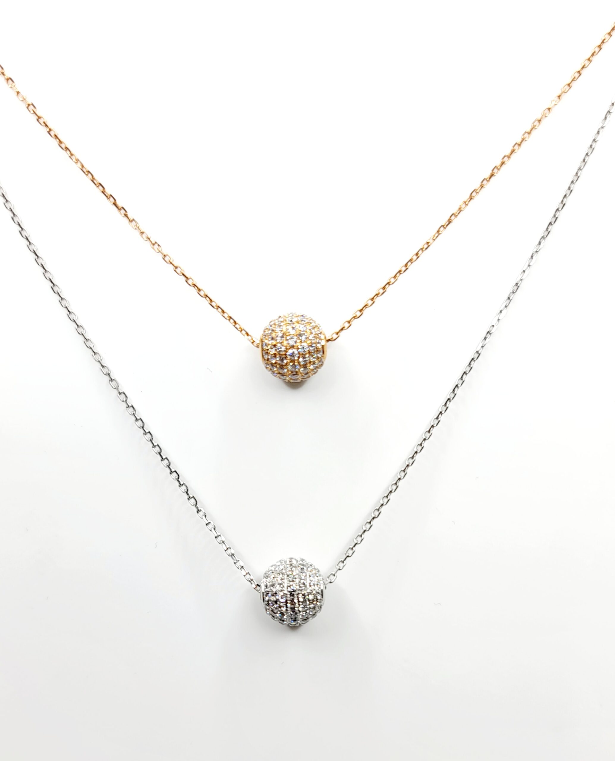 14K Gold Small Diamond Cut Ball Necklace – David's House of Diamonds