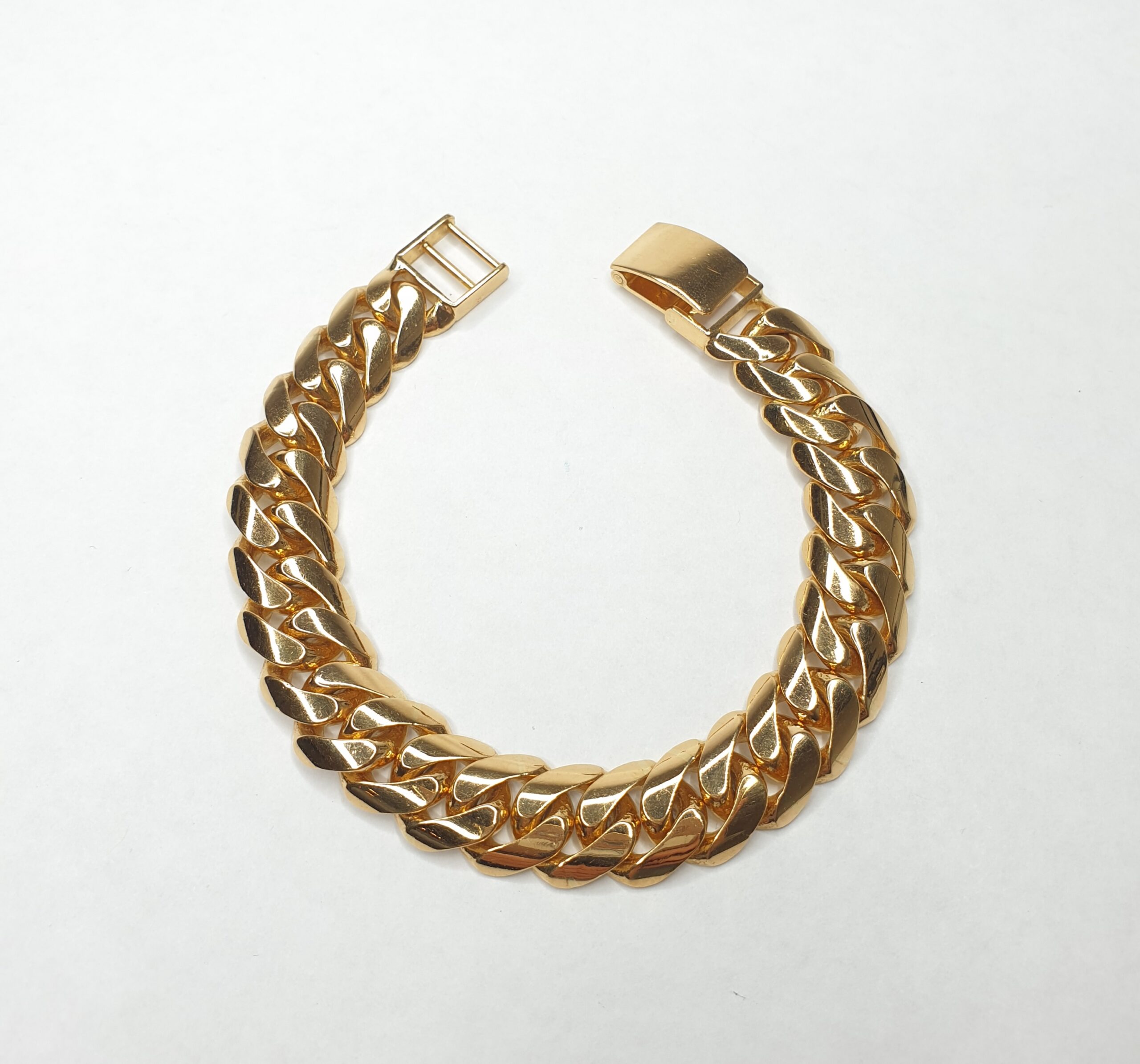 22K Solid Gold Cuban Link Bracelet 12MM  HF Jewellery and Jade