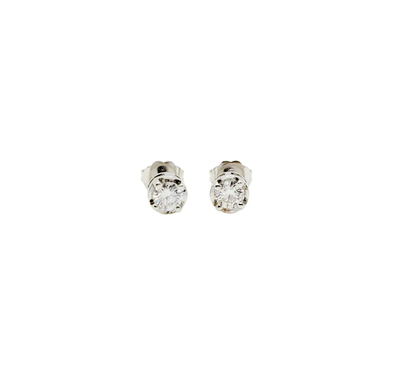 18K White Gold Round Diamond Studs (0.49ctw)