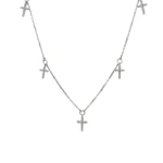 18K Gold Cross Natural Diamond Necklace (Small)