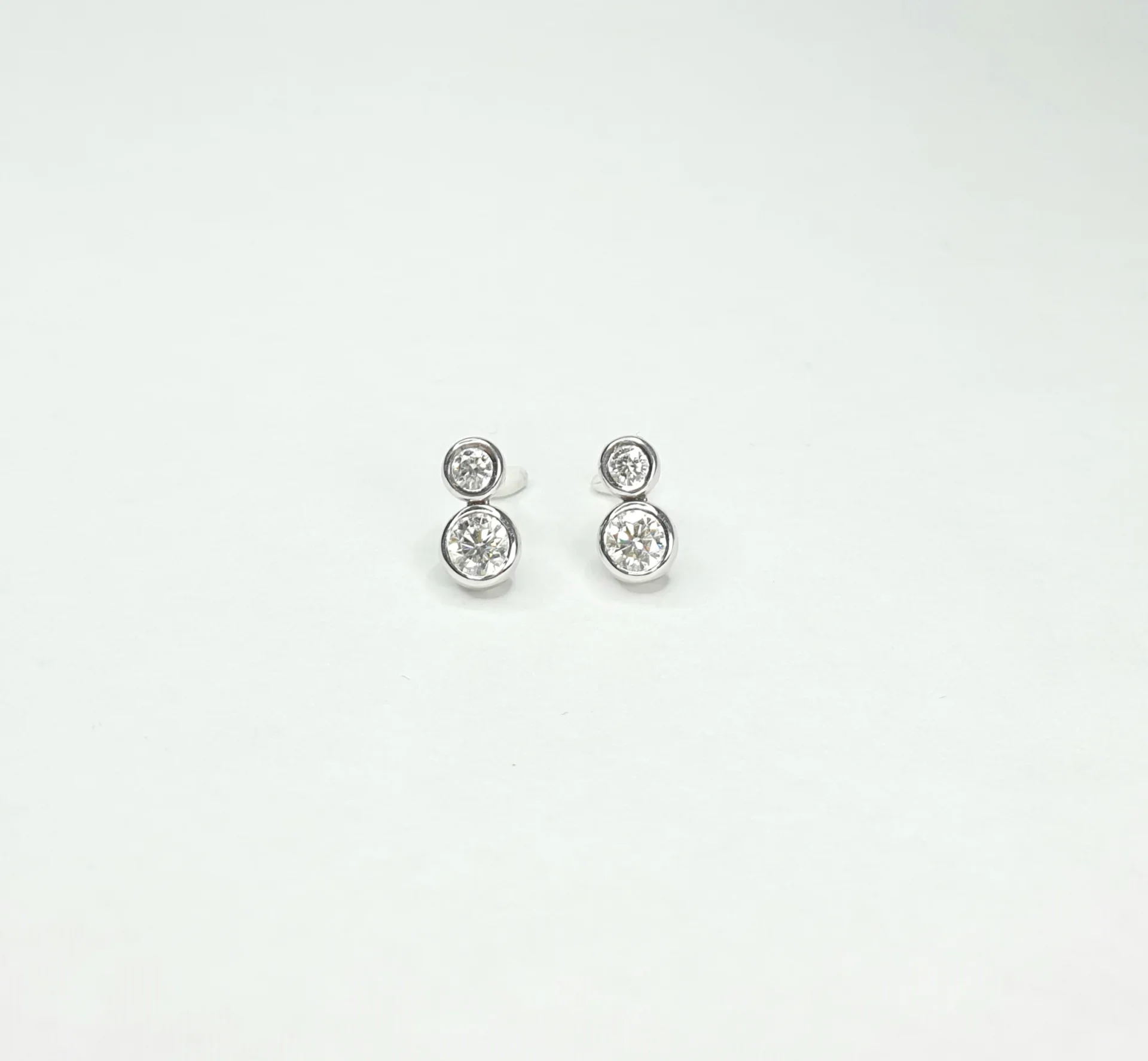 18K White Gold Bezel Set Diamond Earrings