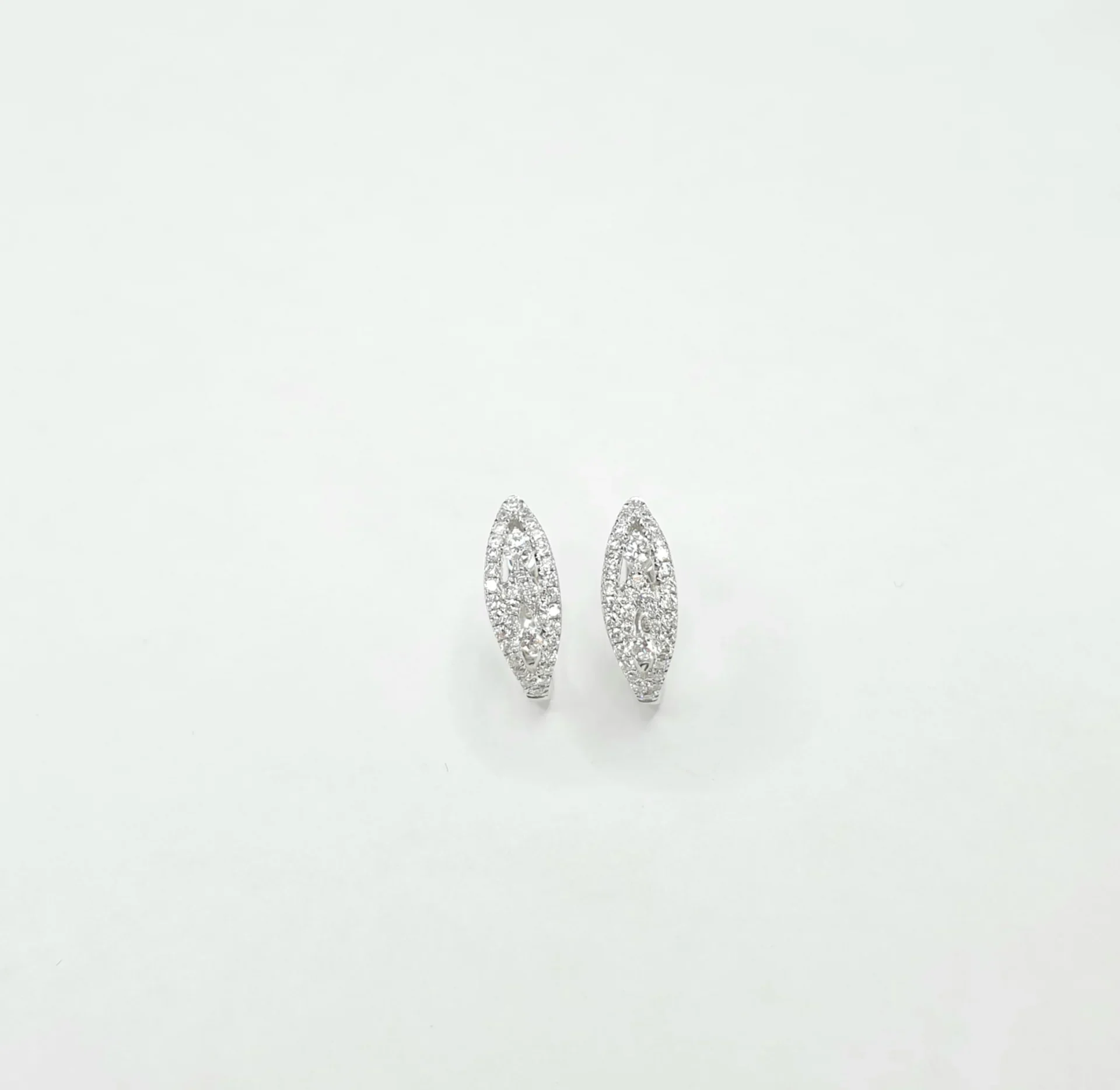 18K White Gold Fancy Hoop Diamond Earrings