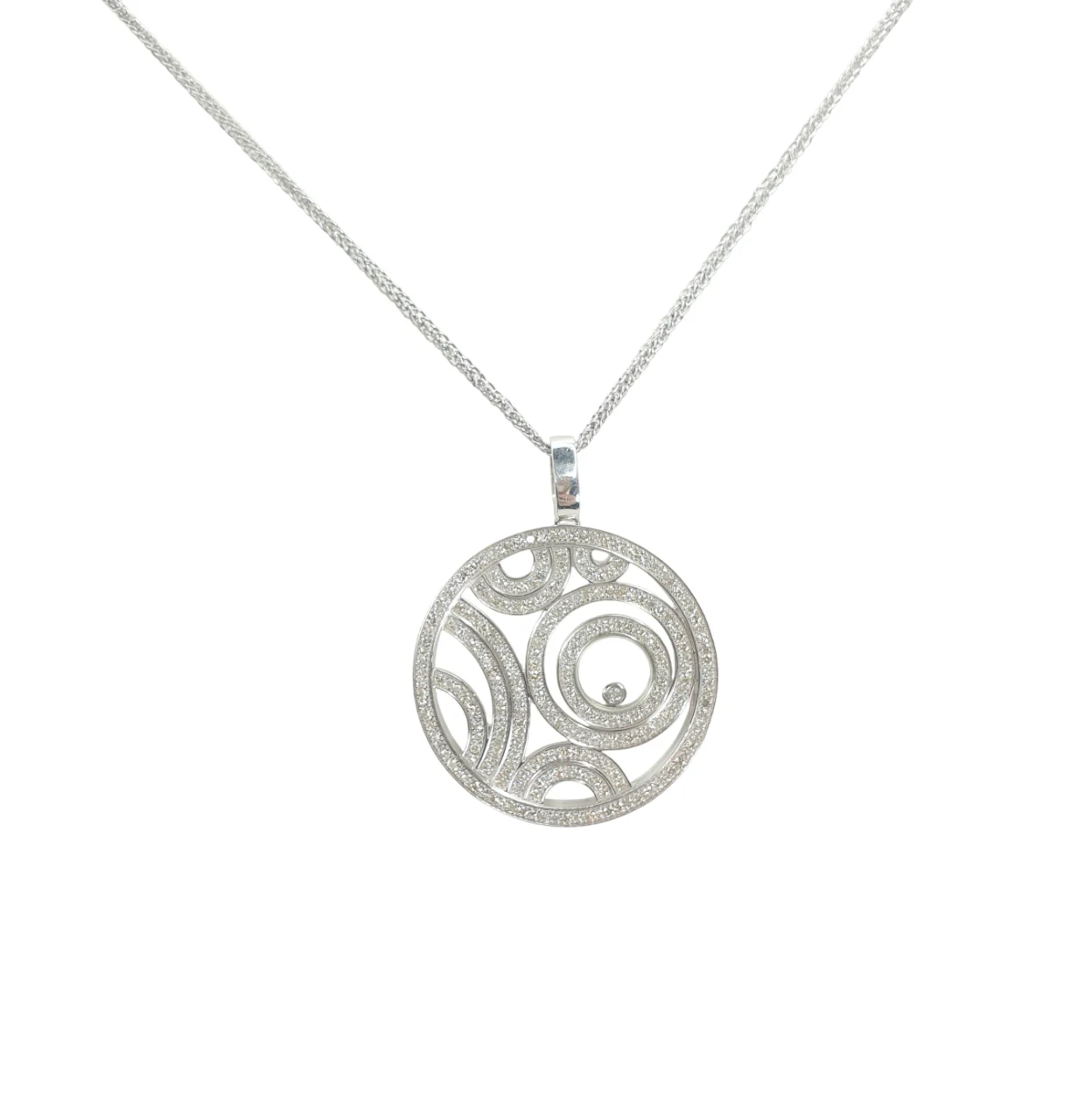 18K White Gold Red Carpet Cocktail Diamond Pendant