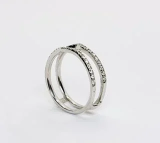 18K White Gold Natural Diamond Ring Jacket (for Solitaire Rings)