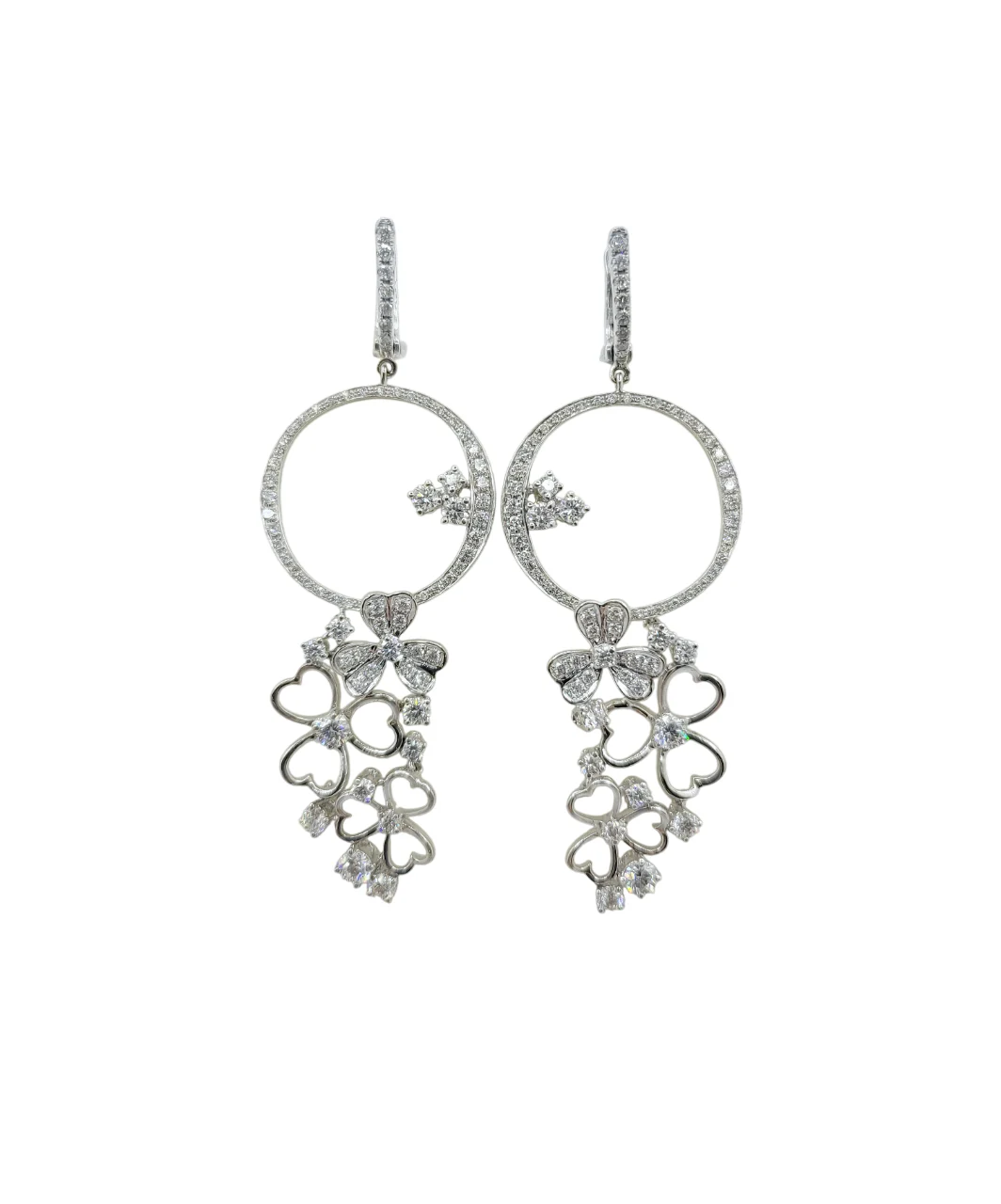 18K White Gold Chandelier Diamond Earrings