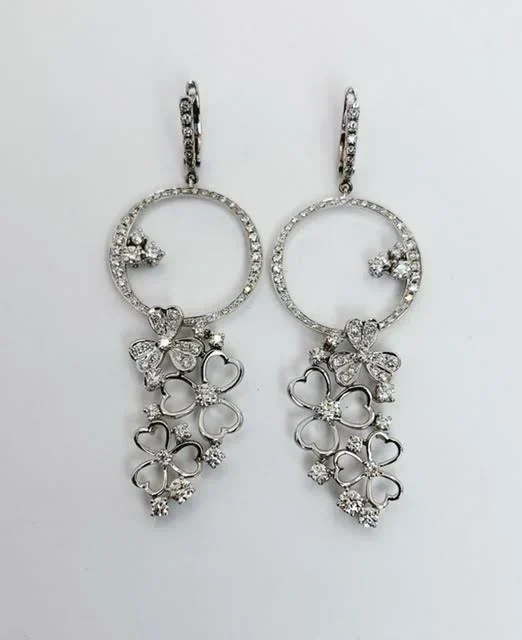 18K White Gold Chandelier Diamond Earrings