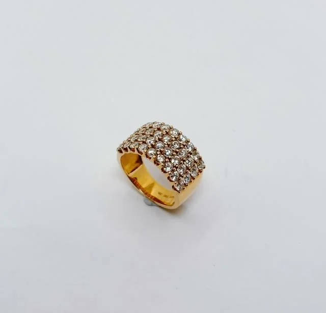 18K Rose Gold Four Row Natural Diamond Anniversary Ring