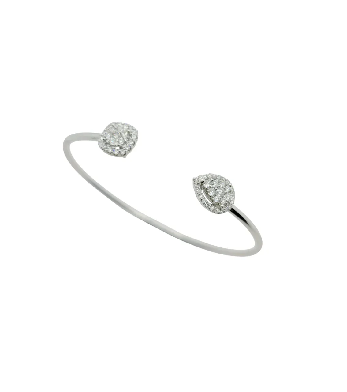 18K White Gold Pear Shaped and Round Diamond Bangle