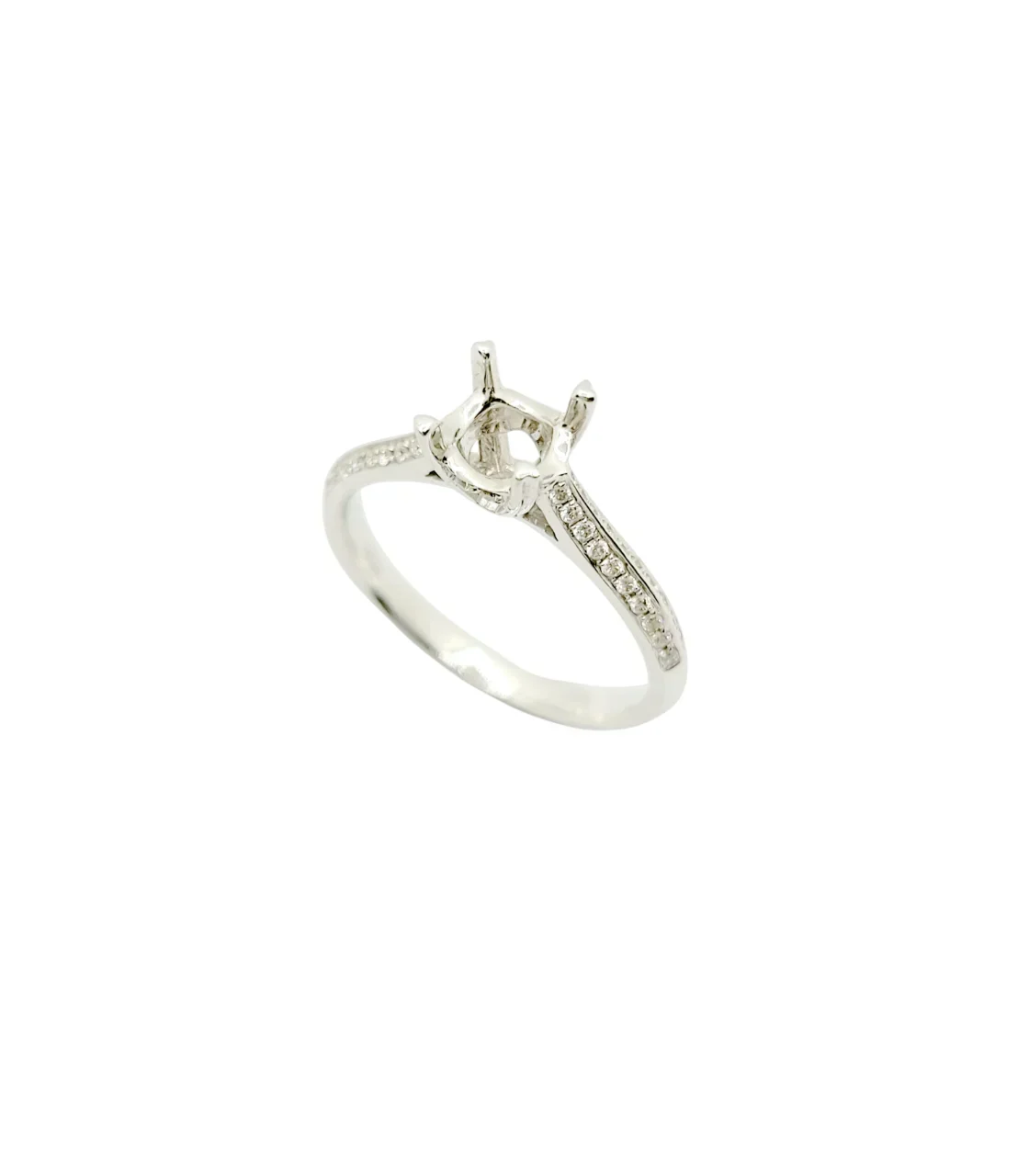 18K White Gold Thin Diamond Ring Setting (2.3mm)