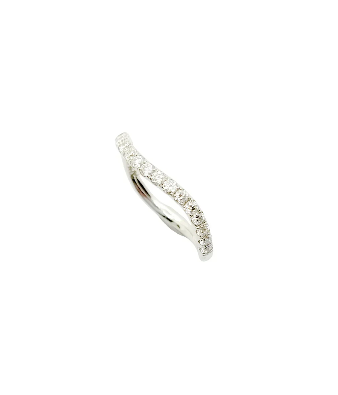 18K White Gold Wavy Natural Diamond Ring