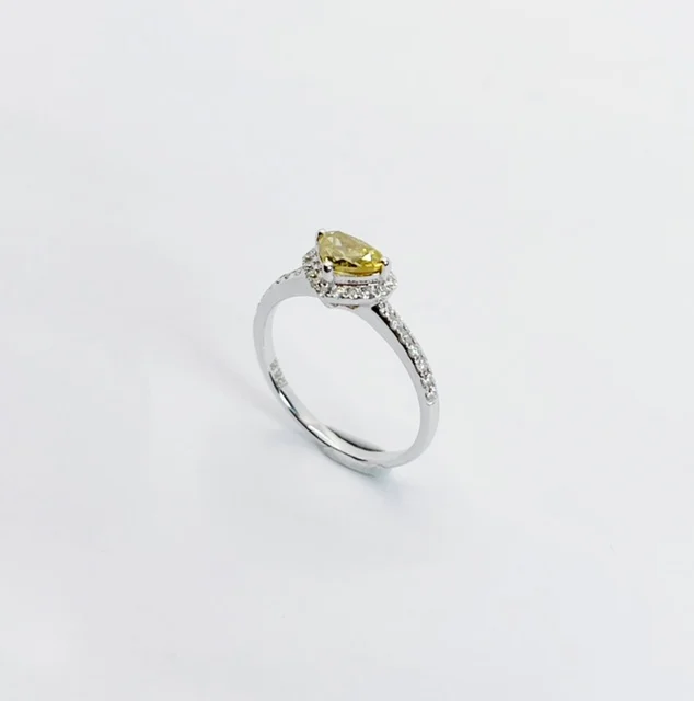 18K White Gold Fancy Brown Natural Diamond Ring with Halo