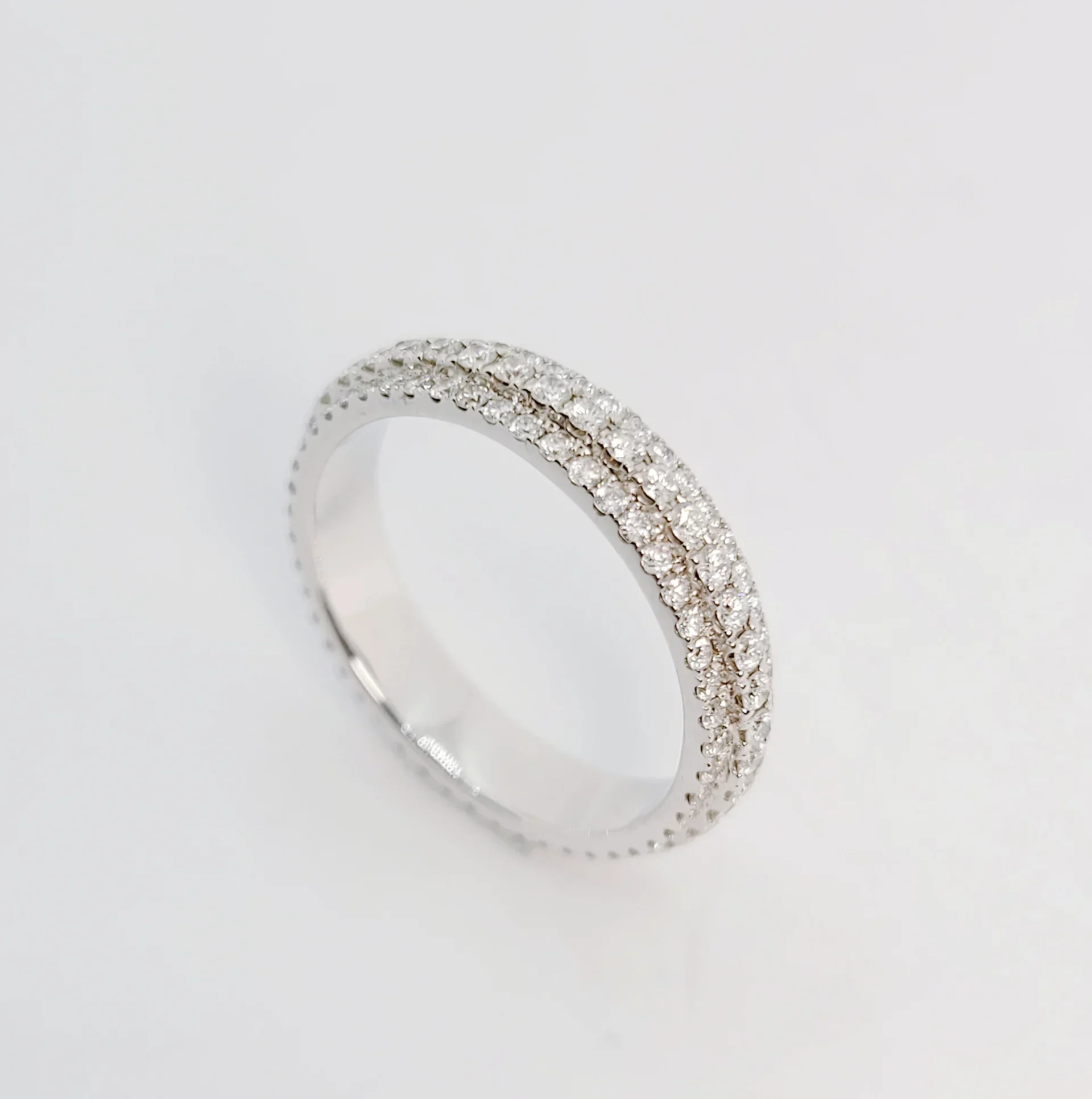 18K White Gold 3 Row Eternity Natural Diamond Ring