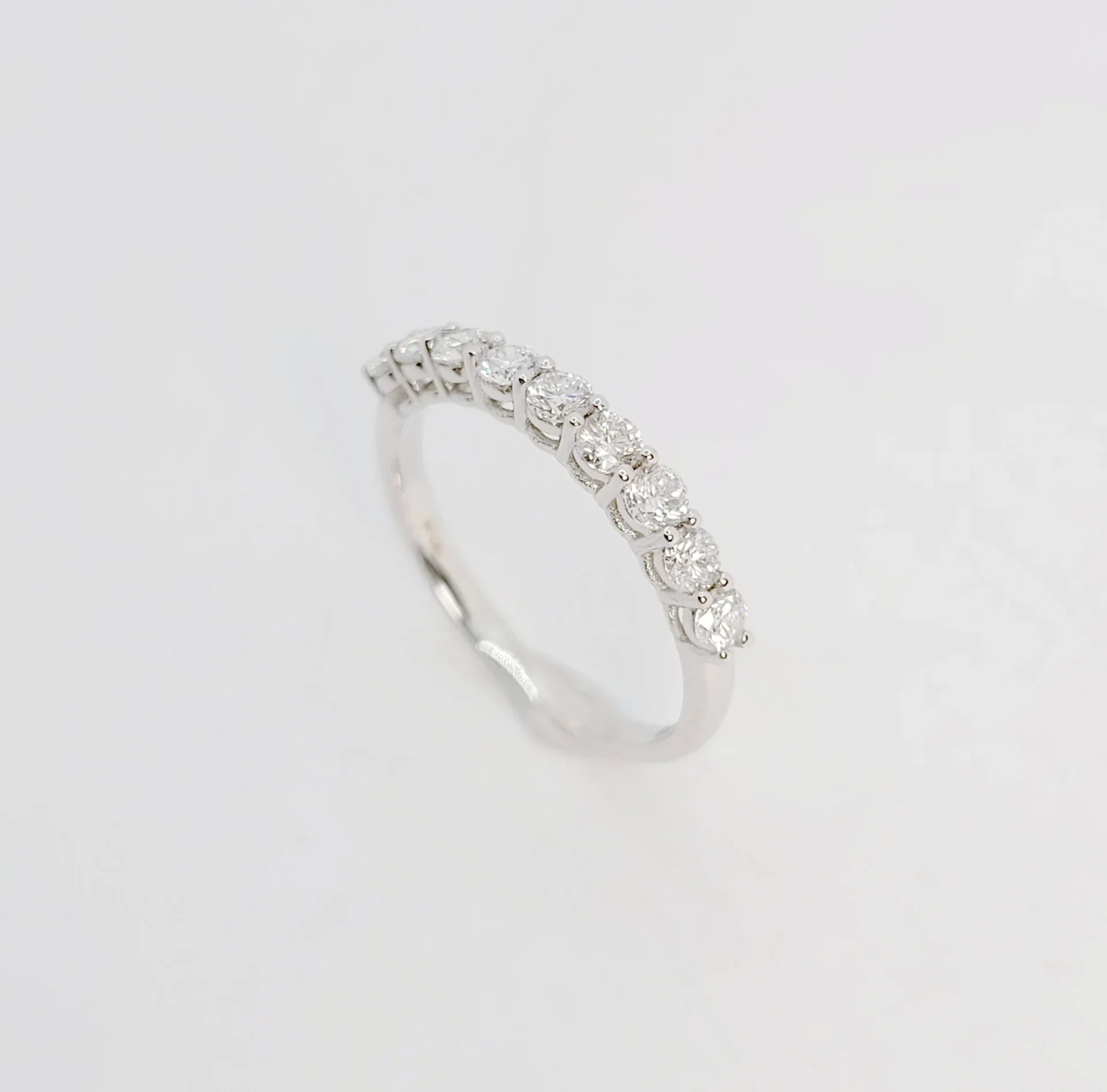 18K White Gold Shared Prong Natural Diamond Ring