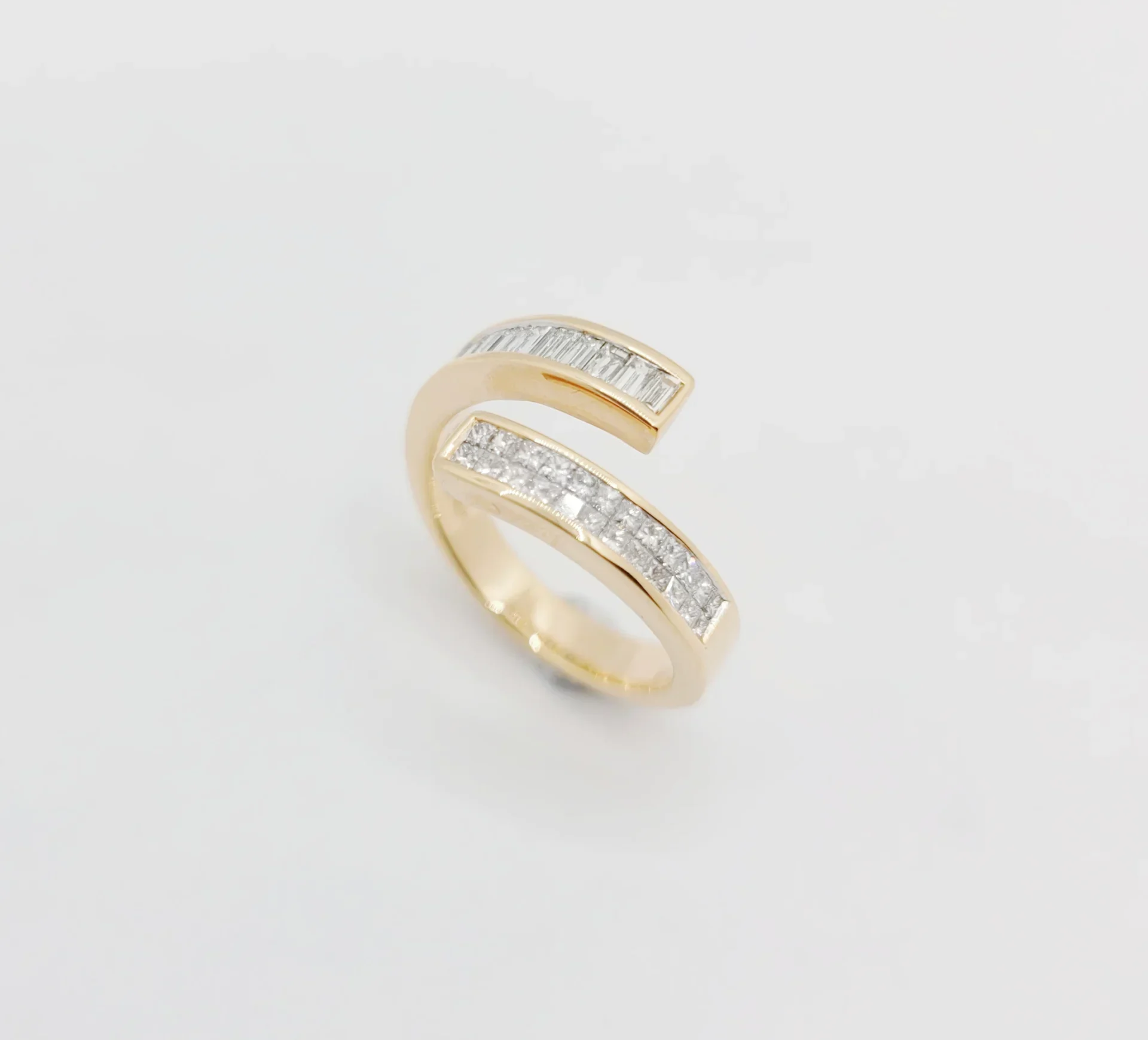 18K Rose Gold Princess and Baguette Natural Diamond Wrap Ring