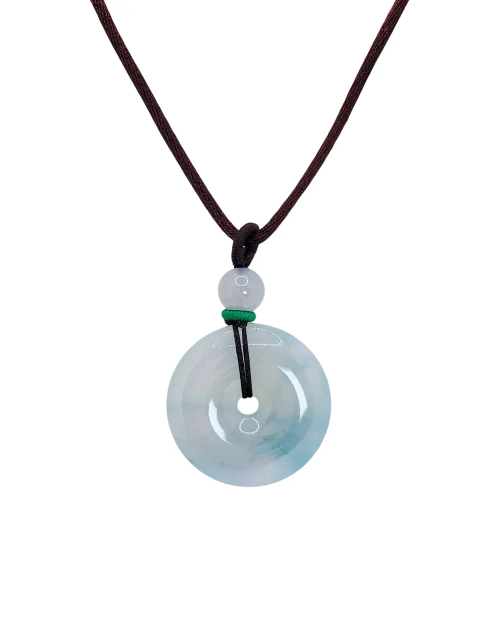 Translucent Light Green Donut Jadeite Jade Pendant