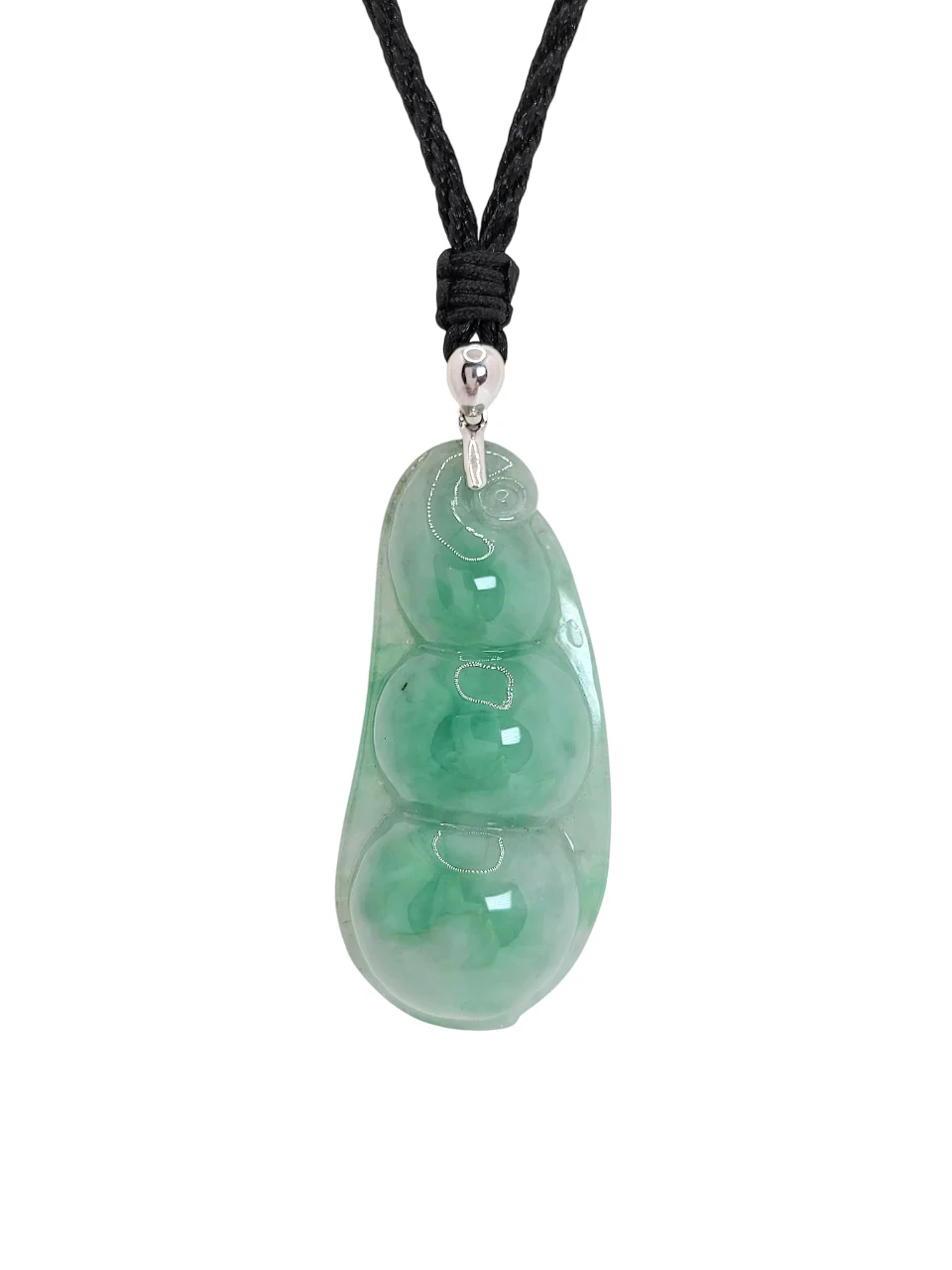 18K White Gold Green Peapod Jadeite Jade pendant