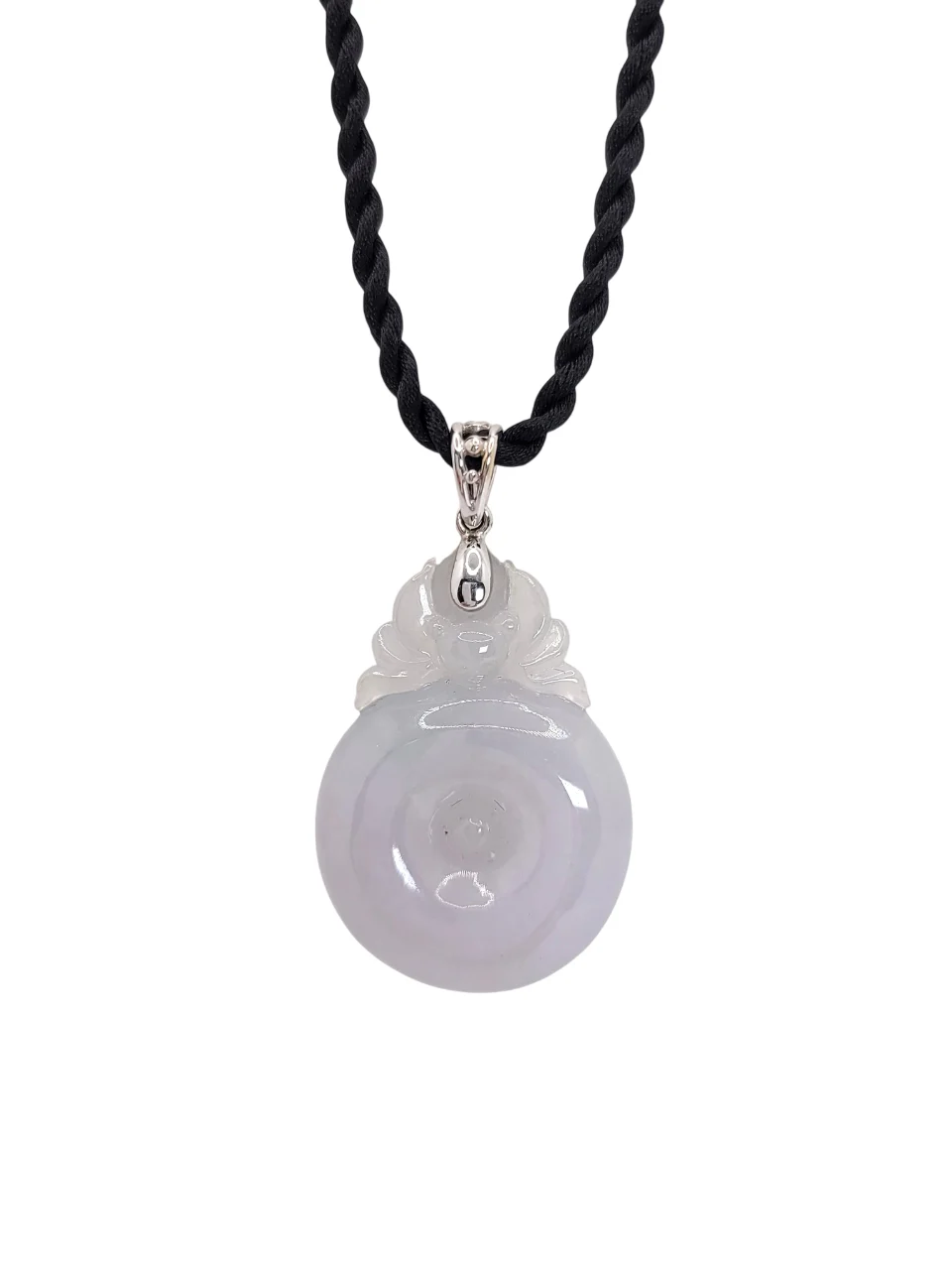 18K White Gold Colourless Blessings With You Jadeite Jade pendant