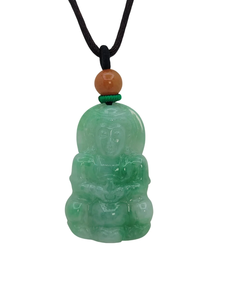 Icy Green Jadeite Jade Guanyin Pendant