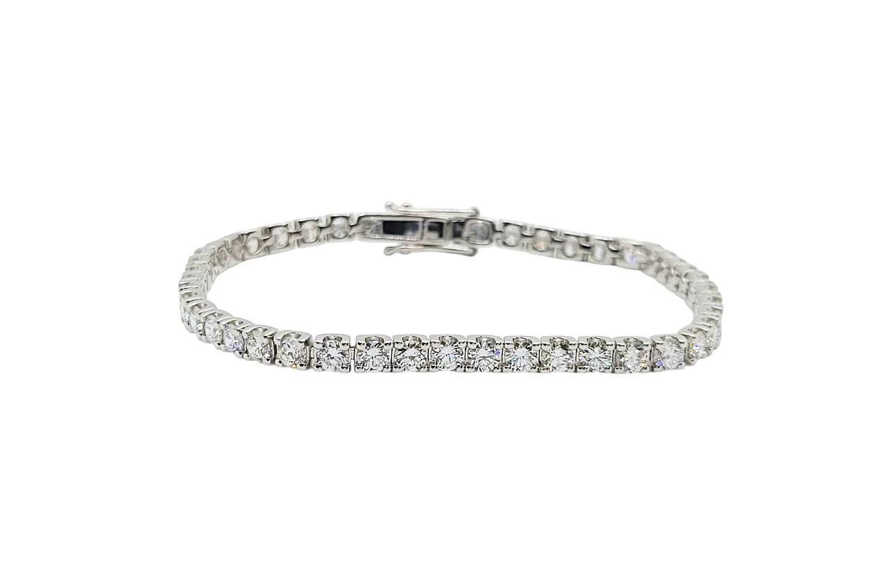 14K White Gold Round Brilliant Lab Grown Diamond Bracelet (4.60CTW)