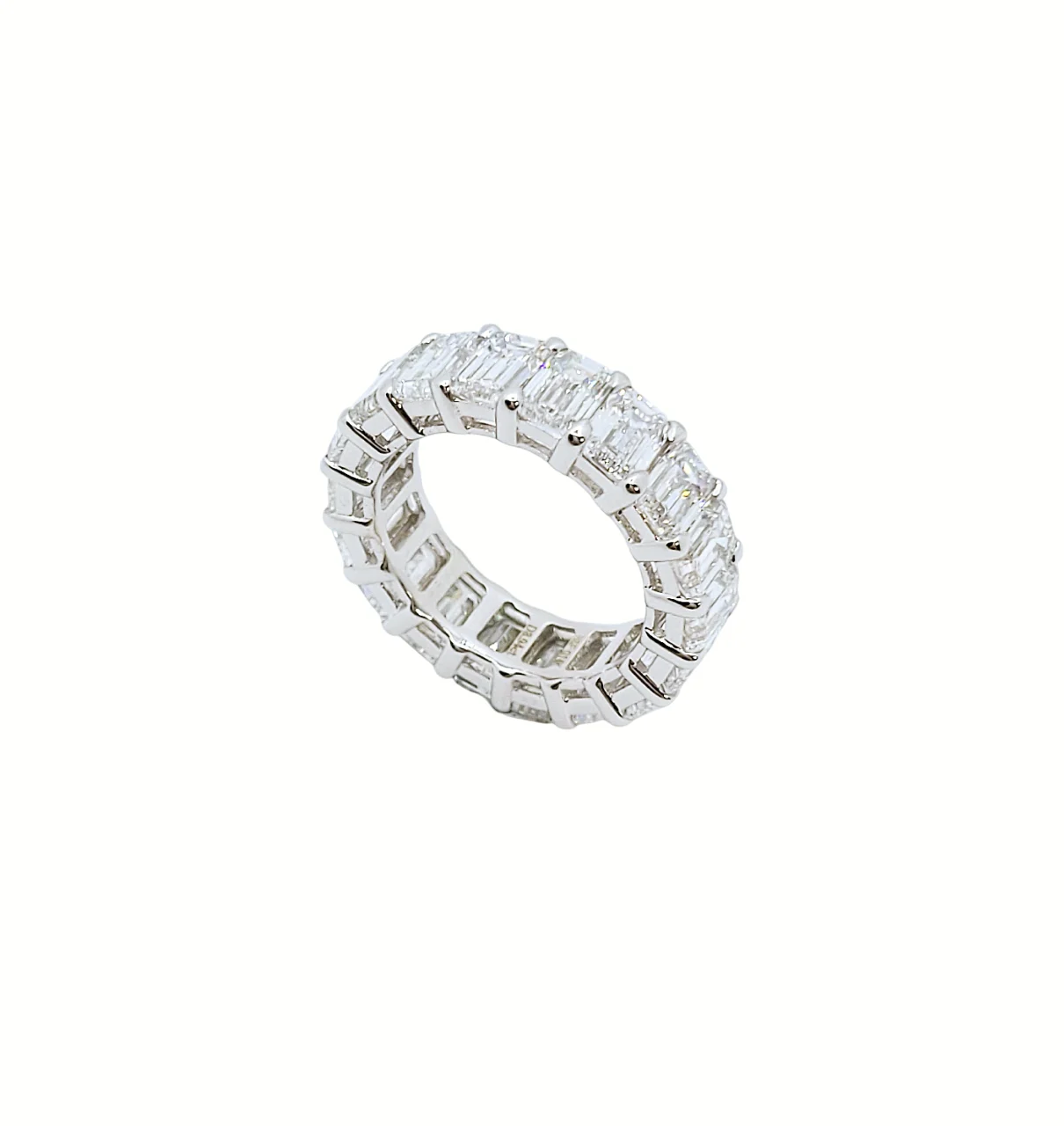 14K White Gold Emerald Cut Lab Grown Diamond Eternity Ring (50pts each)