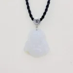Silver Icy Laughing Buddha Jadeite Jade Pendant