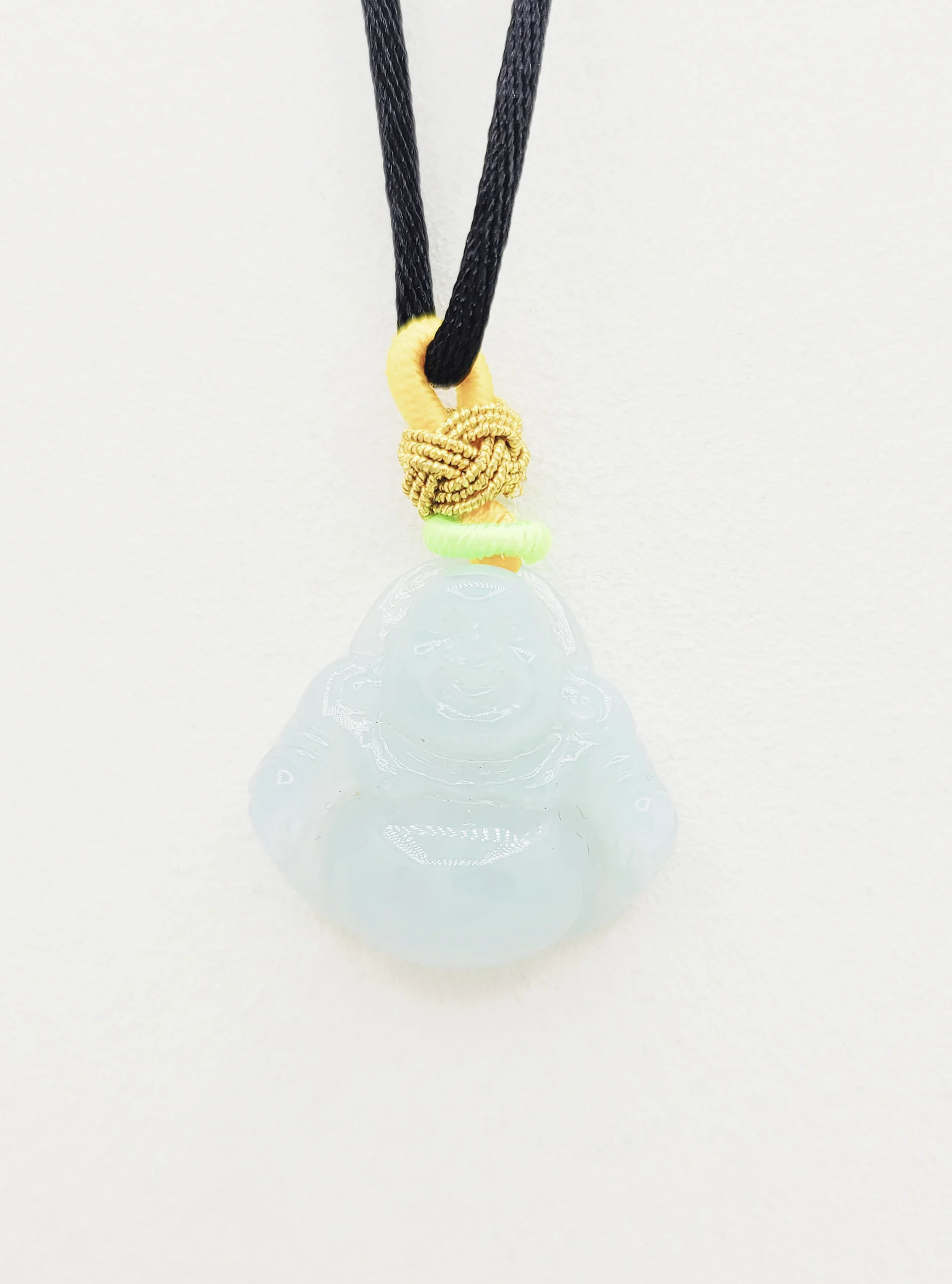 Icy Light Green Laughing Buddha Jadeite Jade Pendant