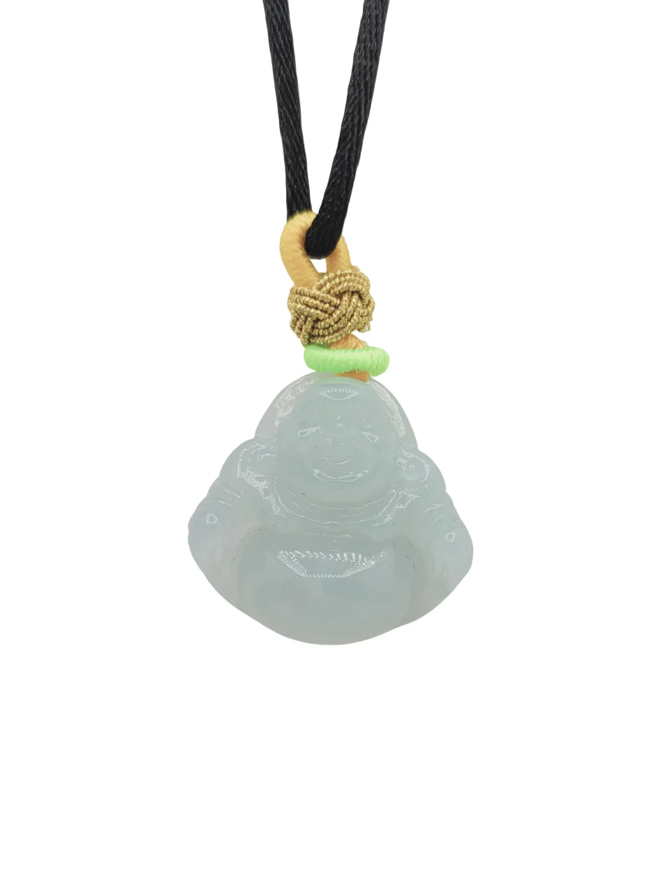 Icy Light Green Laughing Buddha Jadeite Jade Pendant