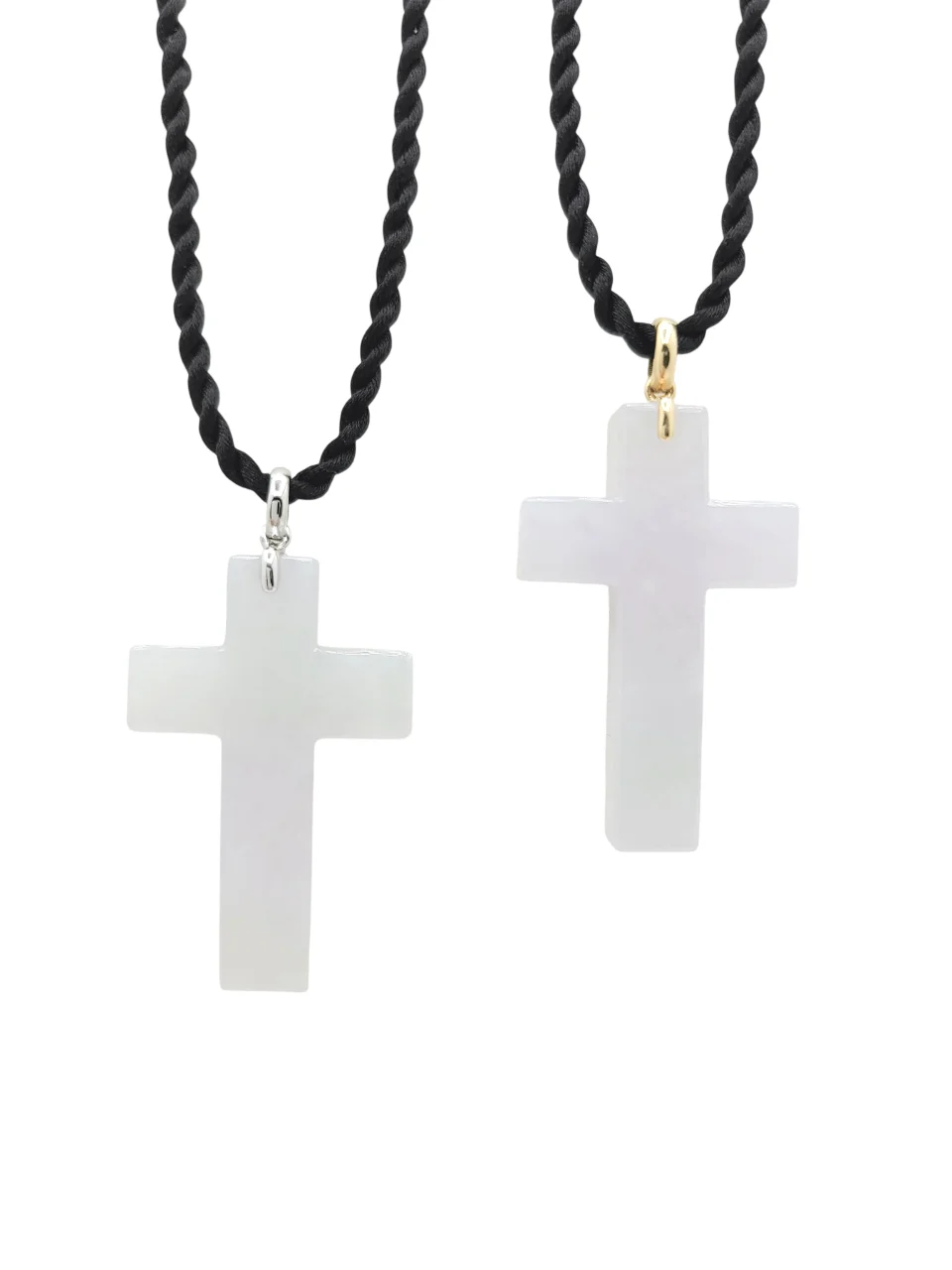 18K Gold Icy Cross Jadeite Jade Pendant