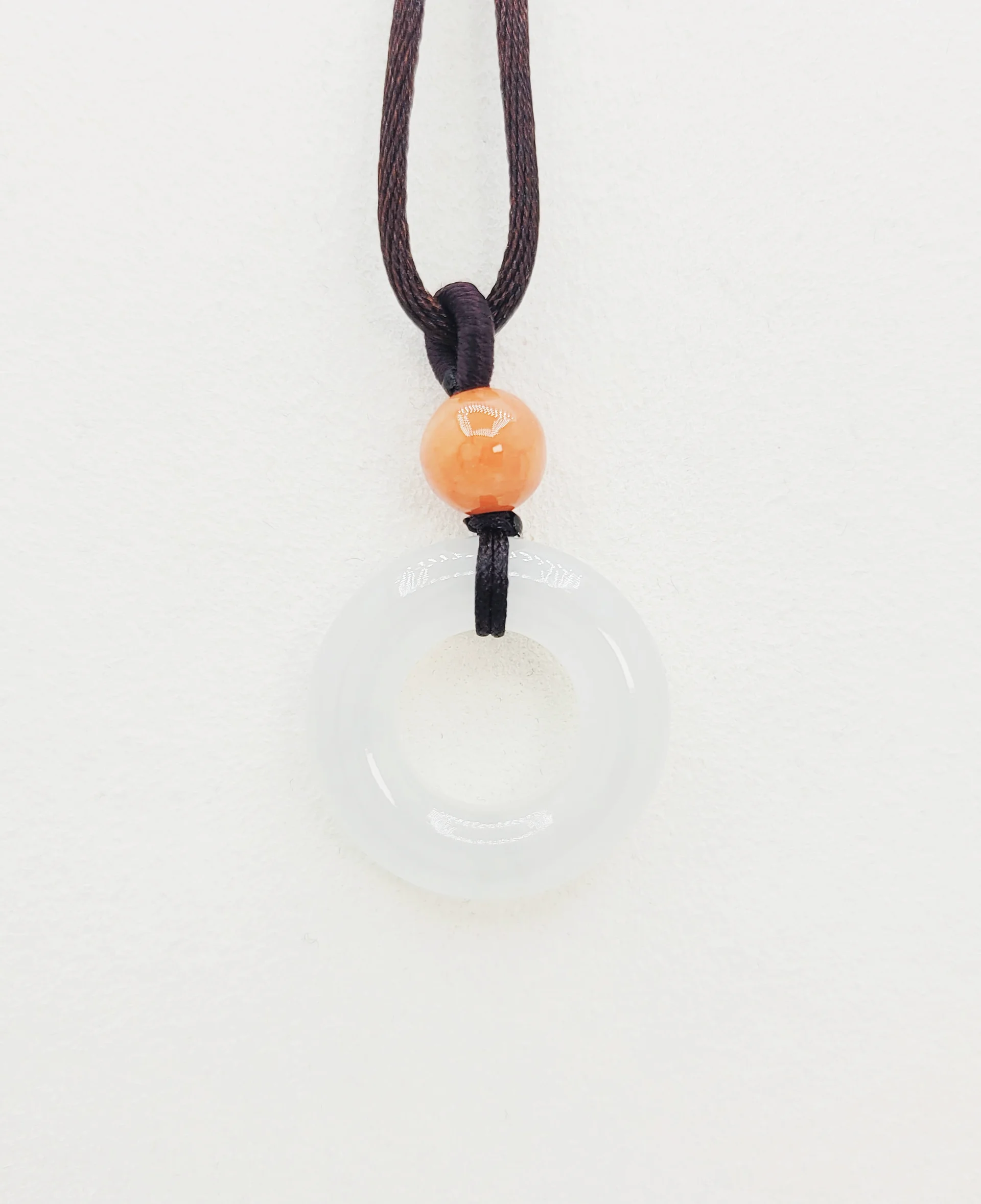 Icy Round Hoop with Honey Yellow Bead Jadeite Jade Pendant