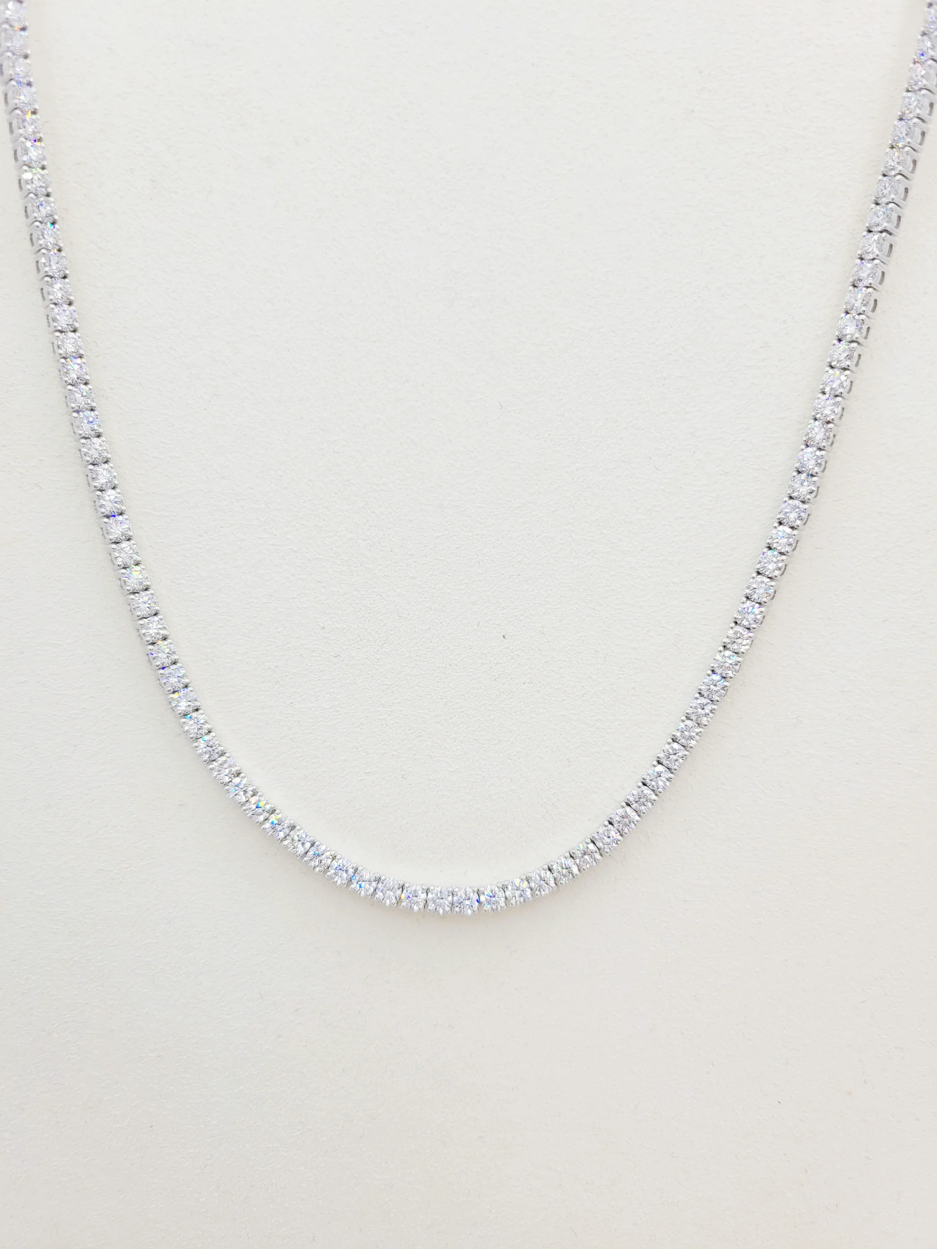 14K White Gold Round Brilliant Lab Grown Diamond Tennis Necklace (10pt each)