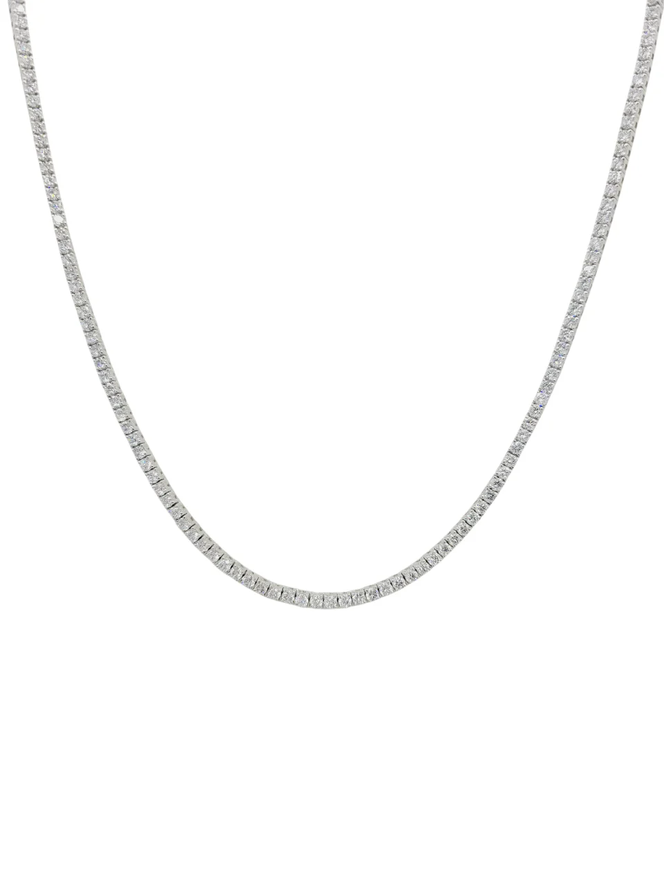 14K White Gold Round Brilliant Lab Grown Diamond Tennis Necklace (10pt each)