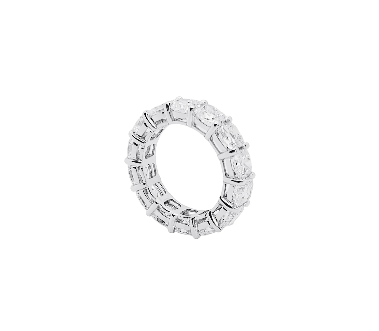 14K White Gold Cushion Cut Lab Grown Diamond Eternity Ring (55pts each)