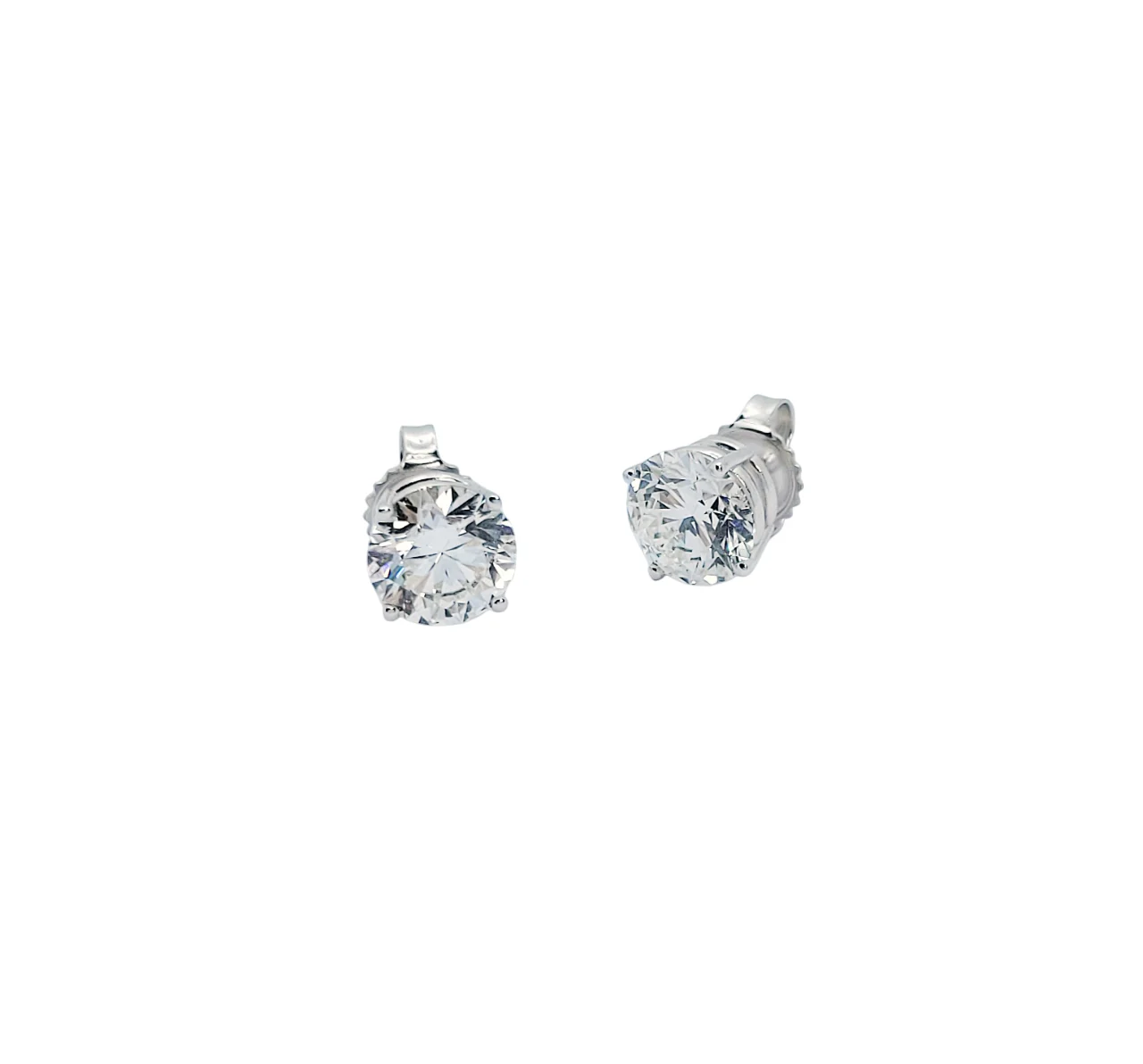 14K White Gold 4 Prong Round Brilliant Cut Lab Grown Diamond Earrings (3.46ctw)