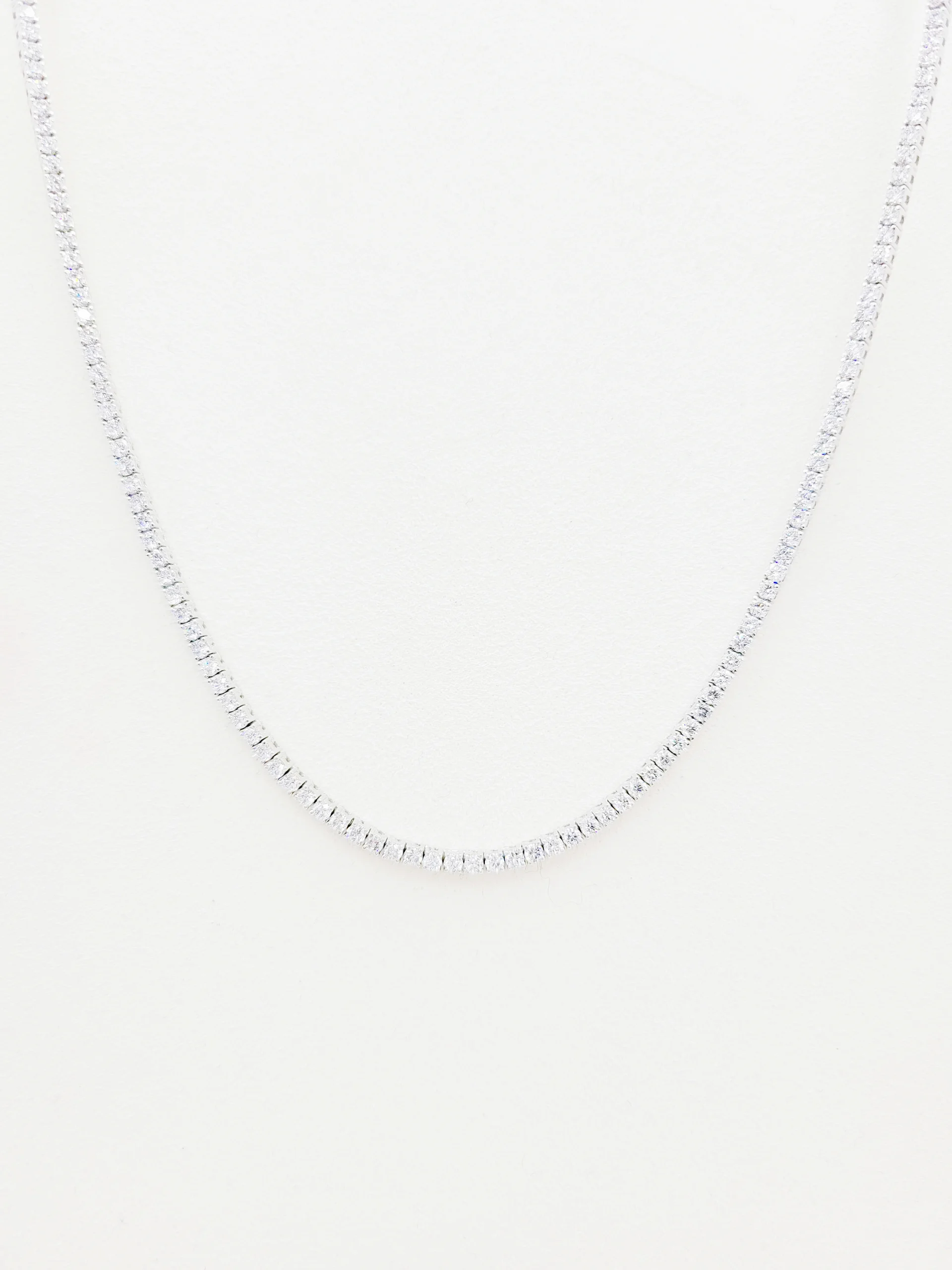 14K White Gold Round Brilliant Lab Grown Diamond Tennis Necklace (3pt each)