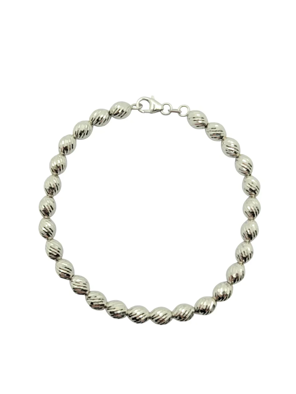 18K White Gold Diamond Cut Bracelet