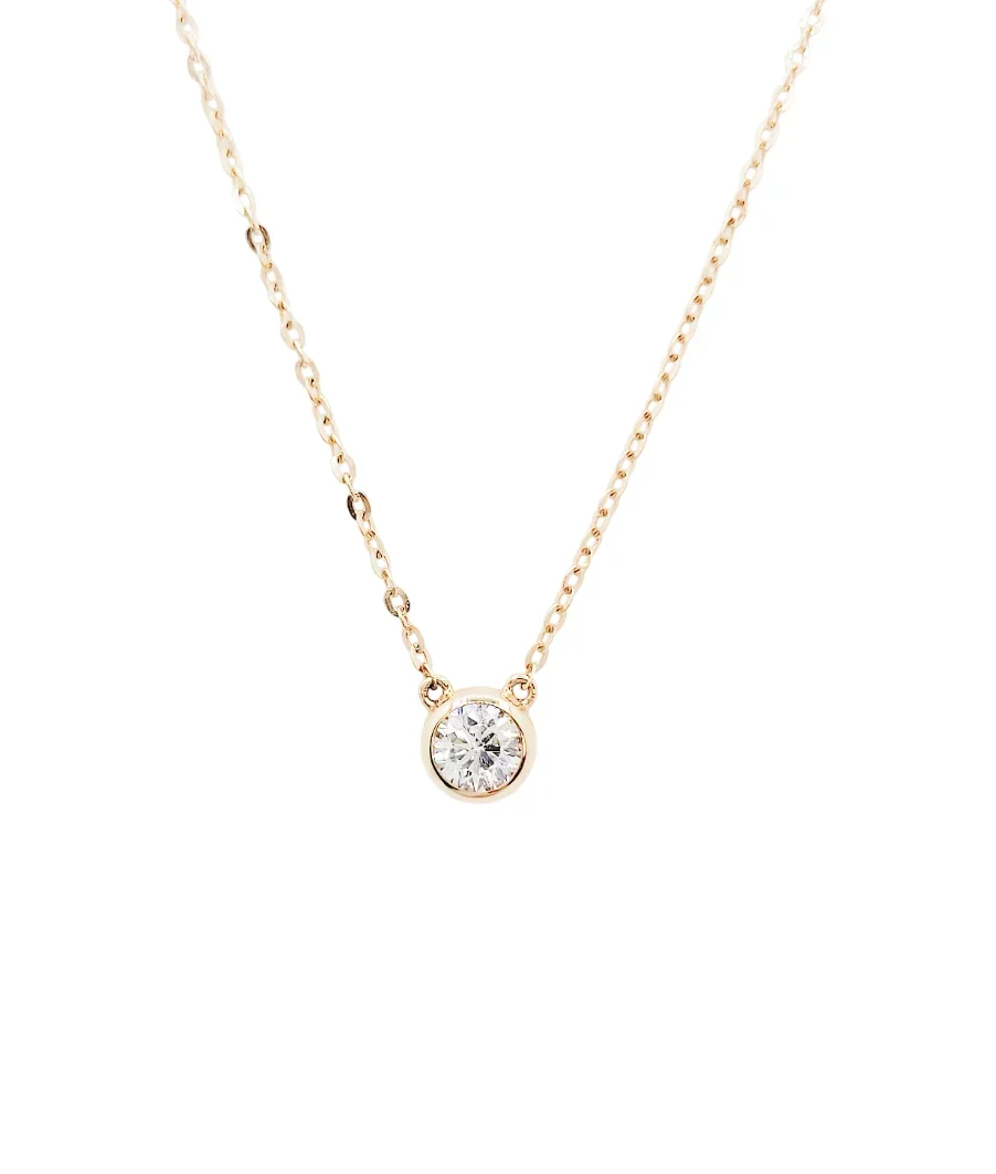 18K Rose Gold Bezel Set Natural Diamond Necklace