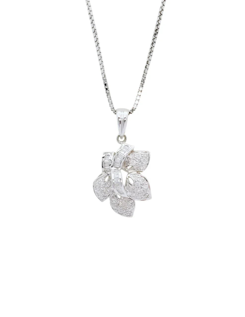 18K White Gold Pave and Channel Set Diamond Pendant