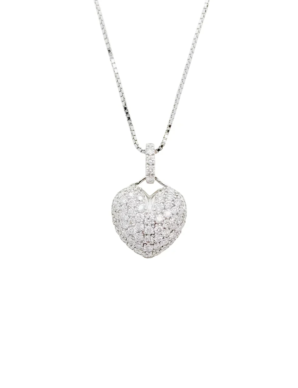 18K White Gold Pave Diamond Heart Pendant