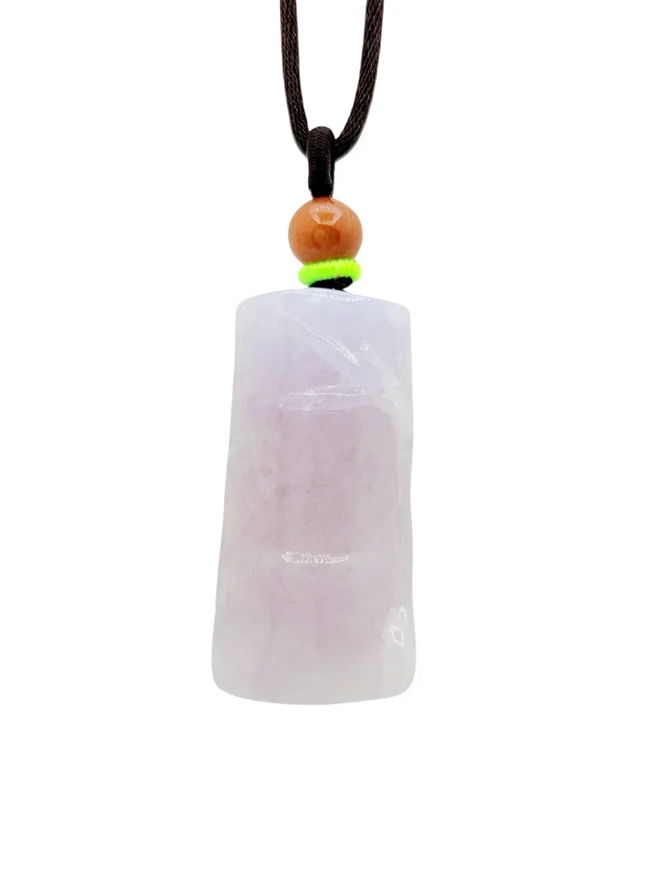 Icy Light Lavender Jadeite Jade Bamboo Stick and Red Bead Pendant