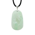 18K White Gold White with Green Patches Carved Jadeite Jade Pendant