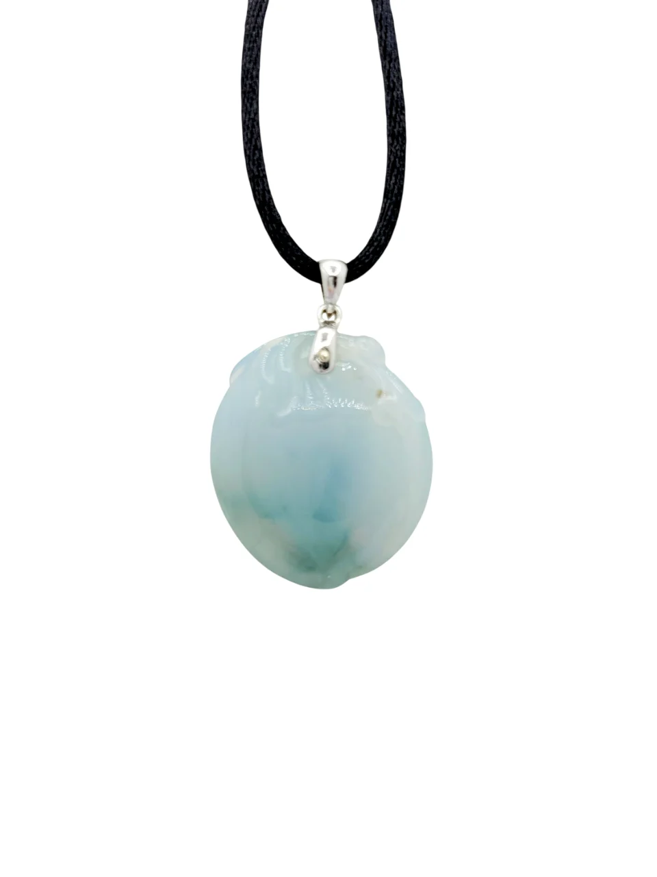 18K White Gold Icy Light Green Peach Jadeite Jade Pendant