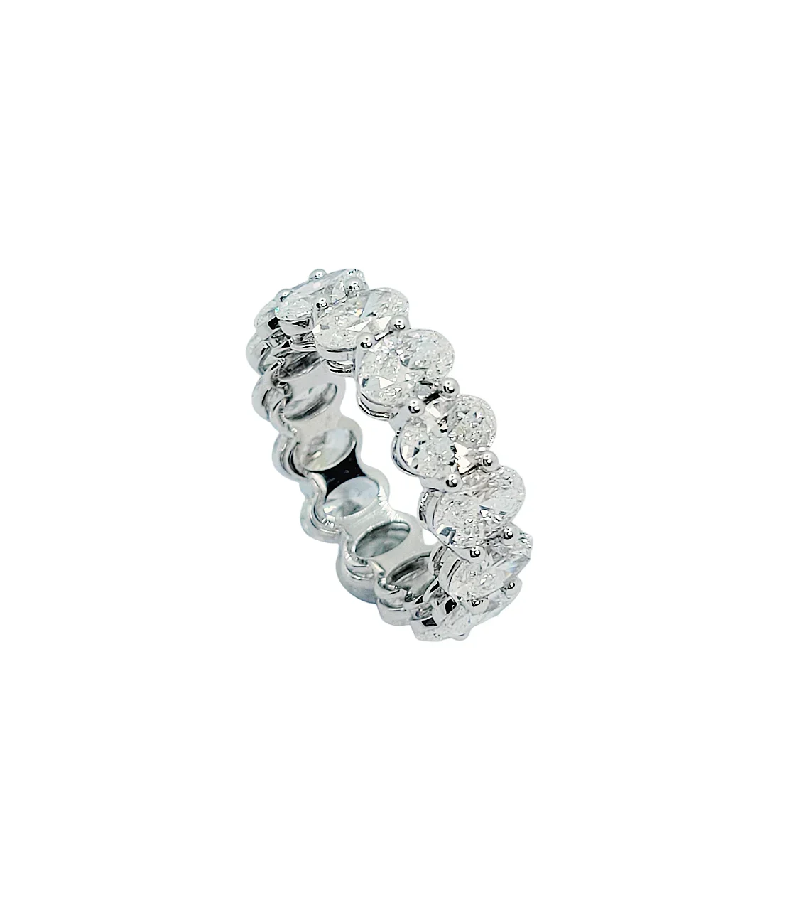 14K White Gold Oval Brilliant Cut Lab Grown Diamond Eternity Ring (42pts each)