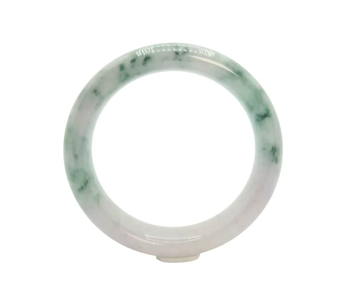 Pale Purple with Intense Green Patches Jadeite Jade Bangle