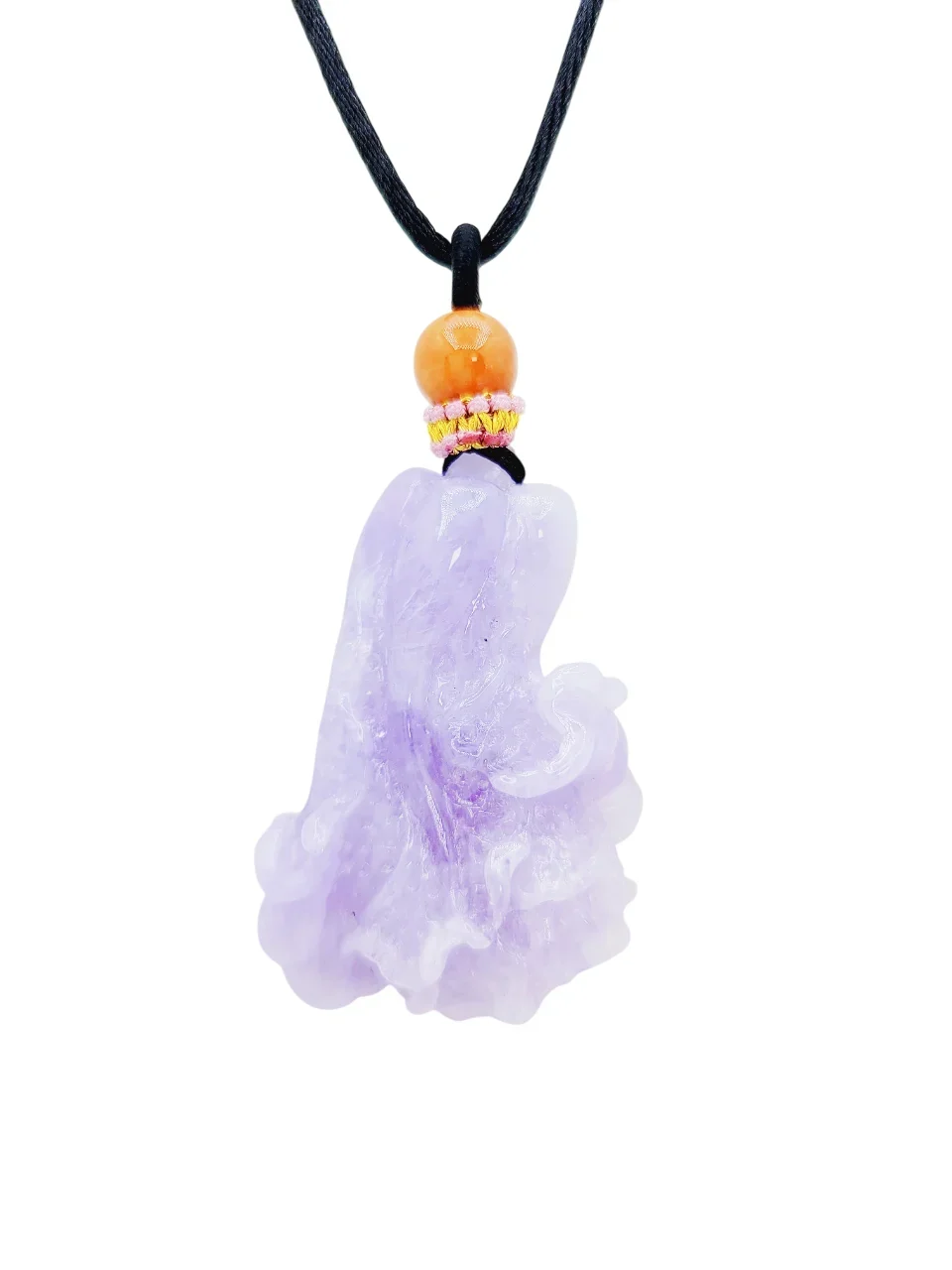 Icy Lavender Fancy Shape with Honey Yellow Bead Jadeite Jade Pendant