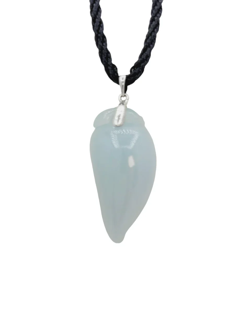 18K White Gold Icy Pepper Jadeite Jade Pendant