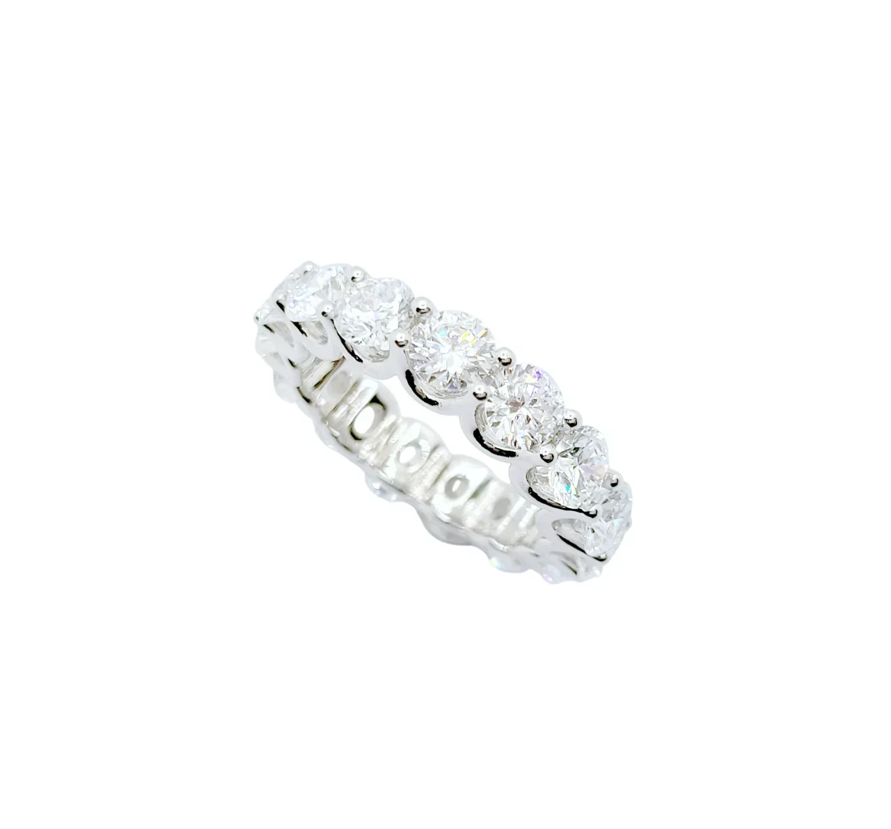 14K White Gold Round Brilliant Cut Lab Grown Diamond Eternity Ring (27pts each)