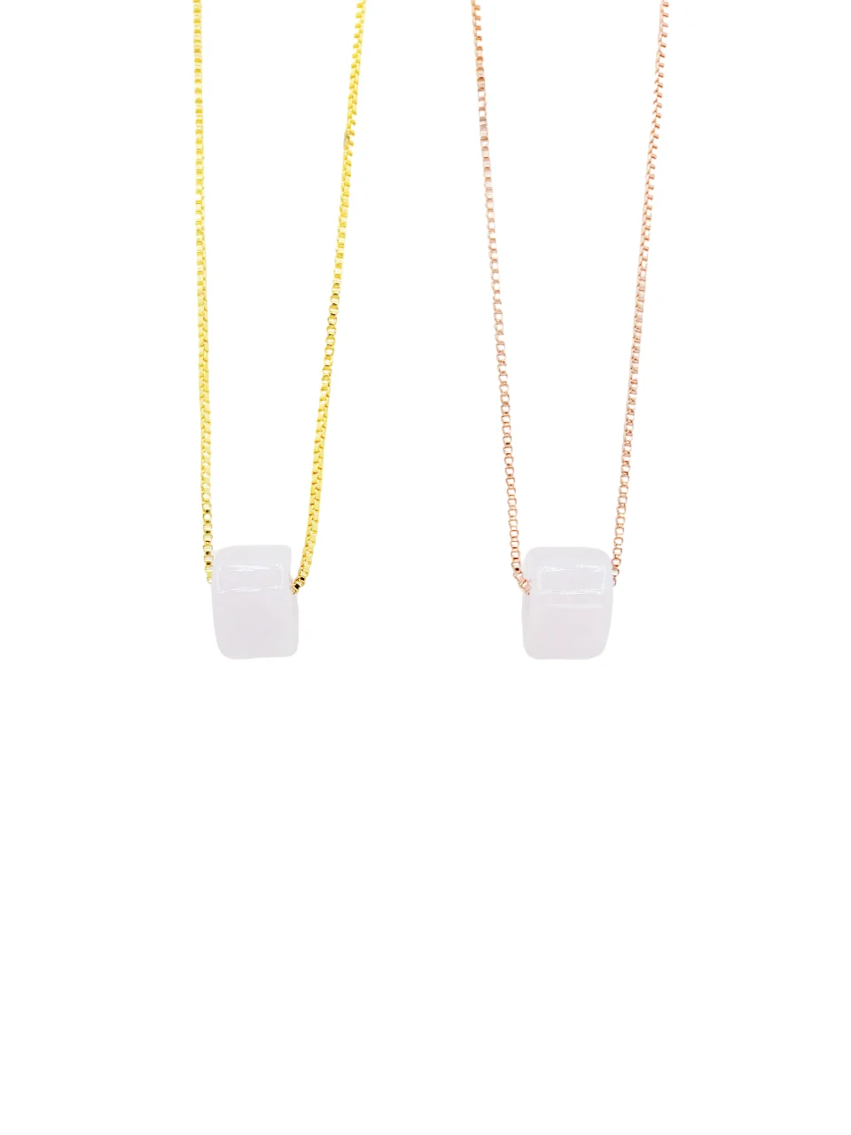 Light Lavender or Icy Small Cylinder Jadeite Jade Pendant with Silver Chain