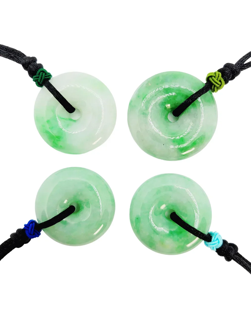 Icy Light Green Donut Jadeite Jade Pendant (Medium)