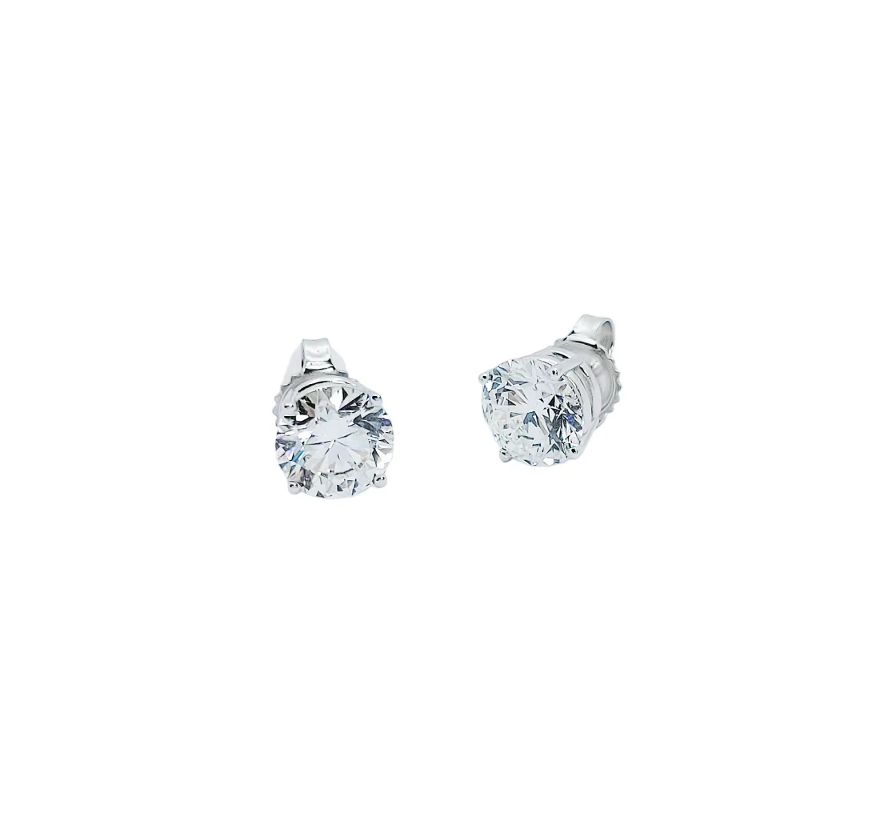 14K White Gold 4 Prong Round Brilliant Cut Lab Grown Diamond Earrings (2.20ctw)