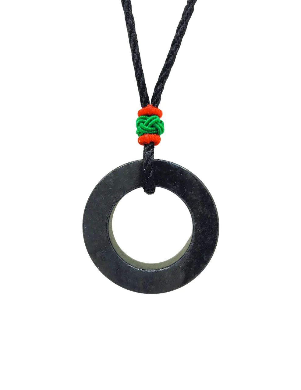Black Eternity Circle Jadeite Jade Pendant (X-Large)